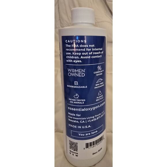 Essential Oxygen Food Grade Hydrogen Peroxide, Natural Cleaner, 3%, 16 Ounce - Picture 2 of 5